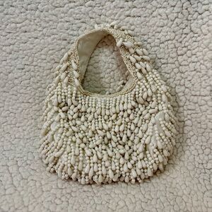 Elegant Cream Beaded Women's Bag